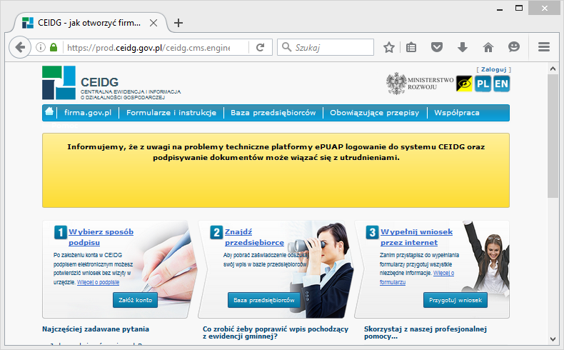 Utrzymanie i rozwój systemu CEIDG